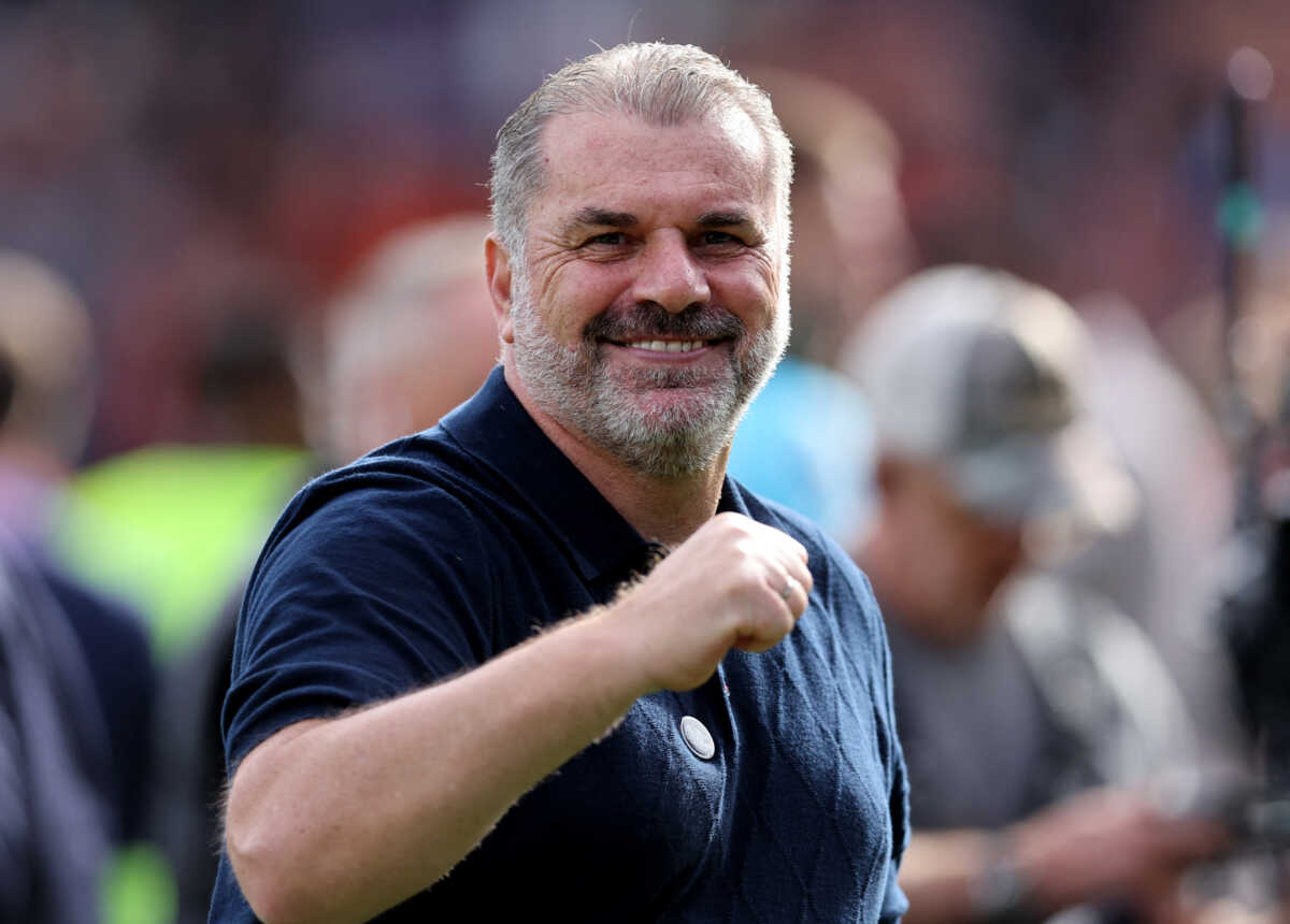 Soccer Football - Premier League - Luton Town v Tottenham Hotspur - Kenilworth Road, Luton, Britain - October 7, 2023 Tottenham Hotspur manager Ange Postecoglou celebrates after the match REUTERS