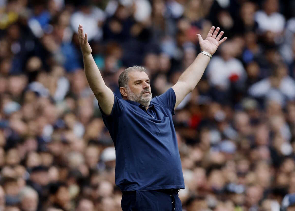 Soccer Football - Premier League - Tottenham Hotspur v Everton - Tottenham Hotspur Stadium, London, Britain - August 24, 2024 Tottenham Hotspur manager Ange Postecoglou reacts Action Images via Reuters